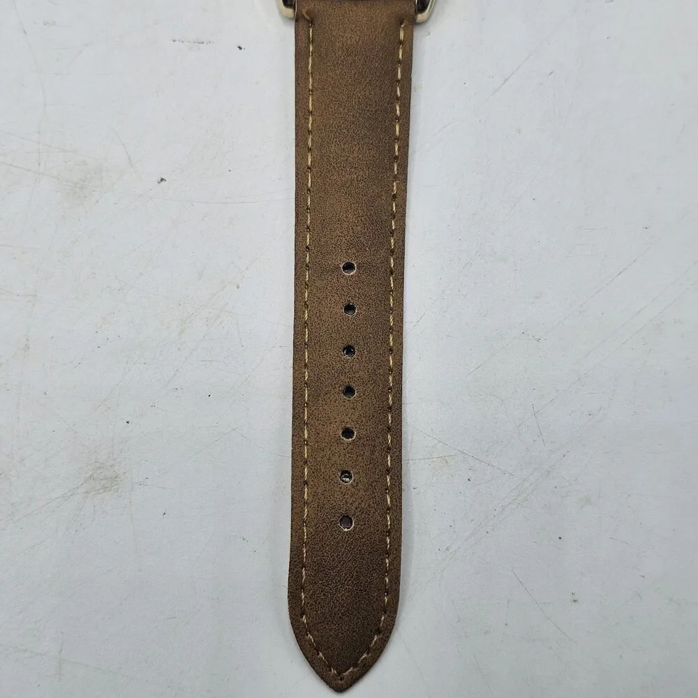 Geneva Mens Watch Brown Leather Band Runs Great